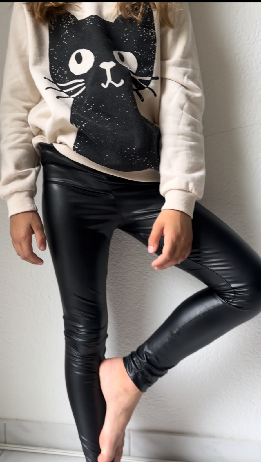 Faux Ladies Black Leggings - Image 3