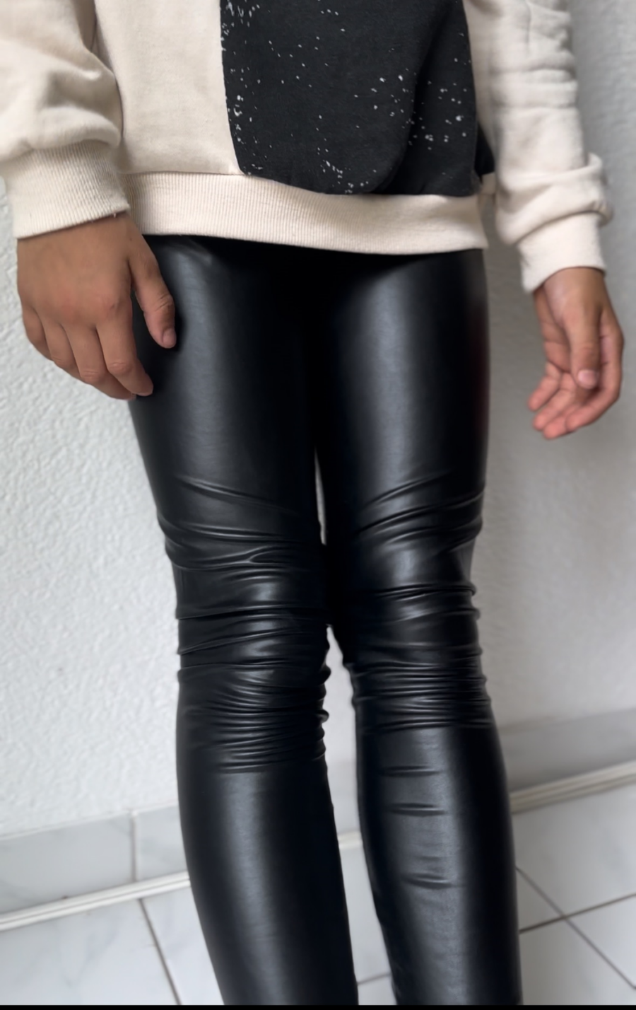 Faux Ladies Black Leggings - Image 4